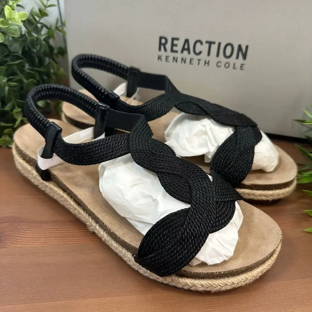 Kenneth Cole Reaction Women's Harmony Black‎ Platform Sandals Size 8